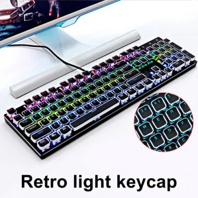 104 Keys Electroplating Punk Backlight Key Caps Glow Retro T Keycaps