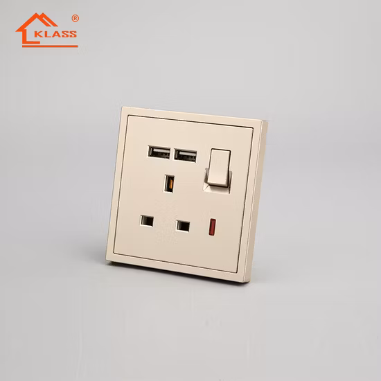 UK Plug 13A Power Outlet Socket Dual USB Wall AC DC Charger Switch Adapter Port