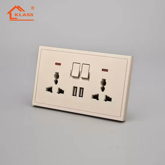 UK Plug 13A Power Outlet Socket Dual USB Wall AC DC Charger Switch Adapter Port