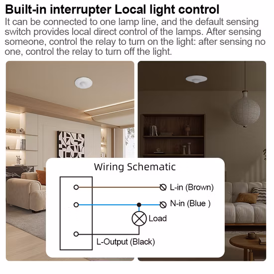 Wall Mount PIR Motion Sensor Delay Adjustable Rotary Automatic Electrical Smart Micro Light Switch