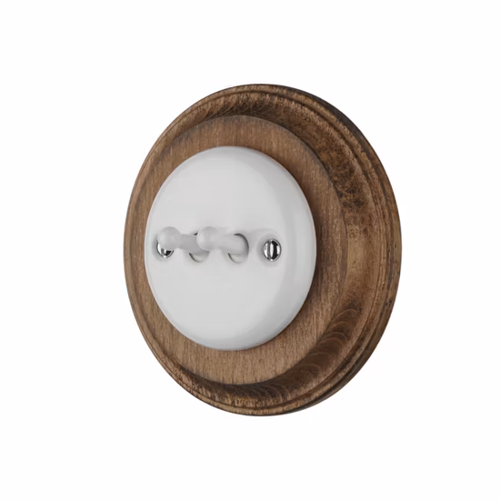 Convenient Retro 2 Gang 2 Way Ceramic Round Flush Mounted Vintage Porcelain Toggle Switch for Home Decoration